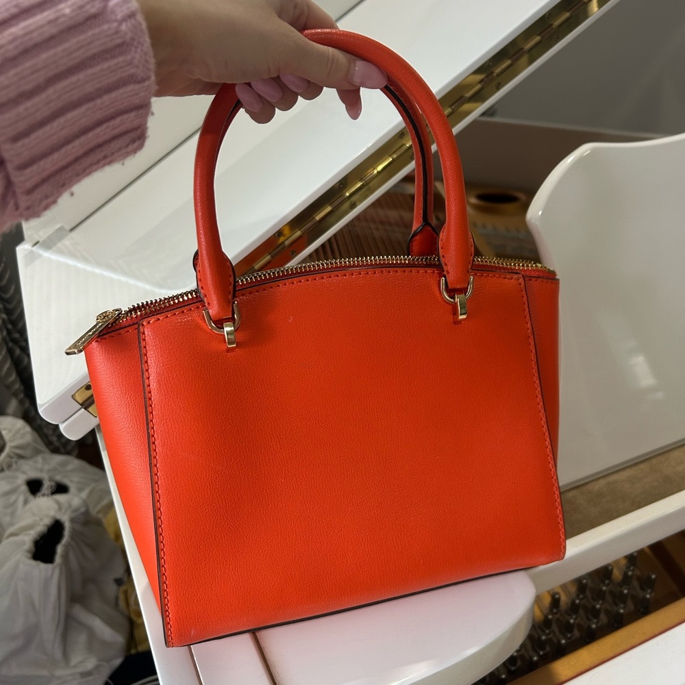 MICHAEL KORS Ellis  Bright Orange Leather Satchel with Gold Hardware - Picture 3 of 7